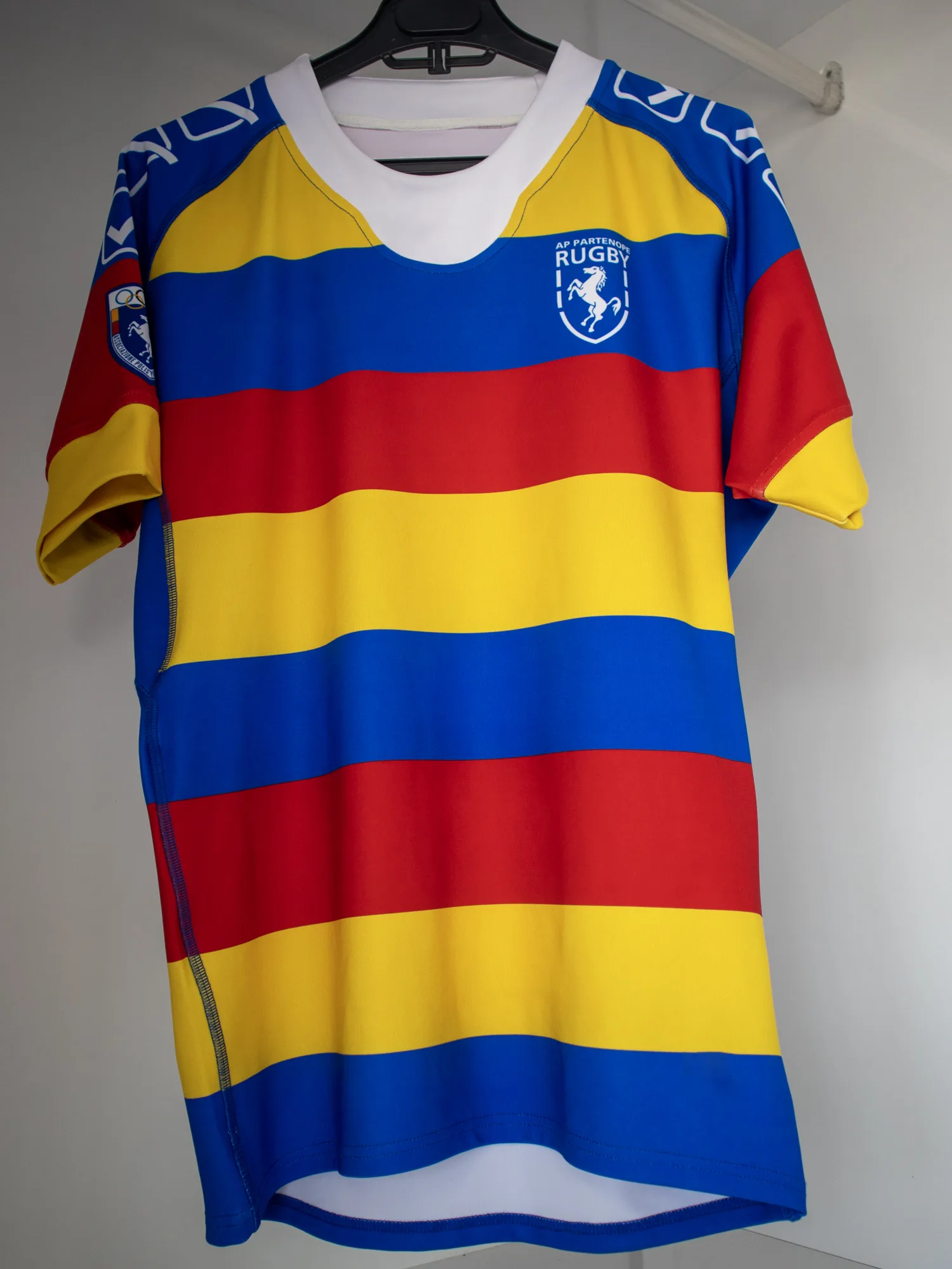 Custom rugby jersey in heavyweight contact interlock manufactured under a private label